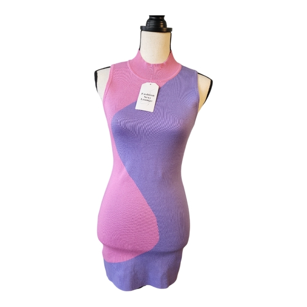💕Retro knit sleeveless bodycon mini dress